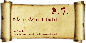 Márián Tibold névjegykártya